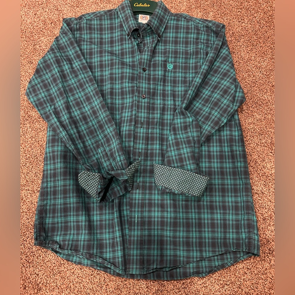 Cinch-Teal Plaid Shirt
